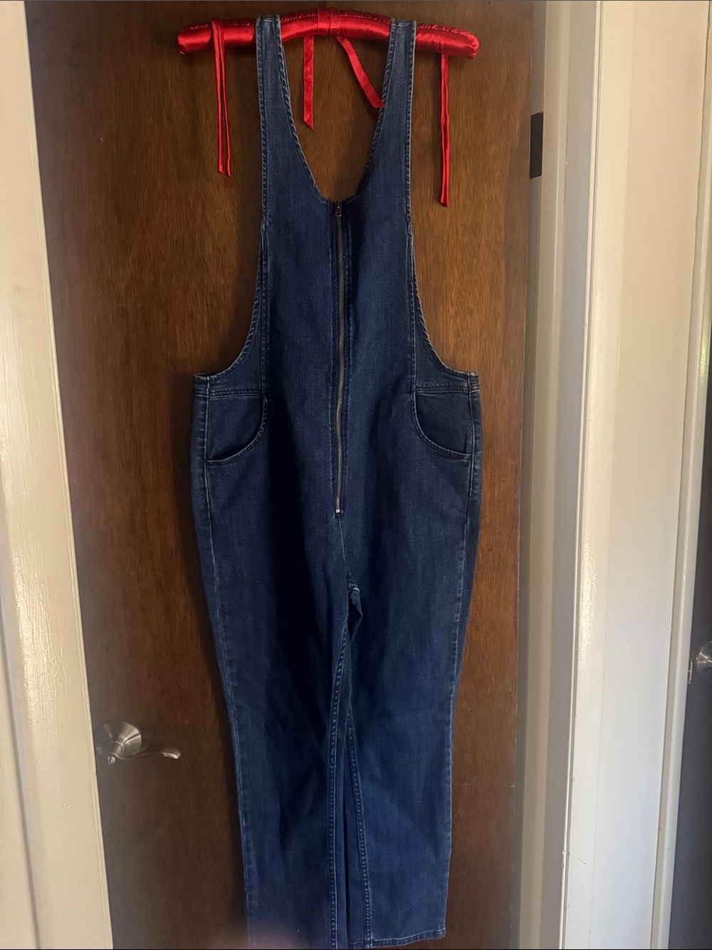 Free People Dark Blue Denim Overalls